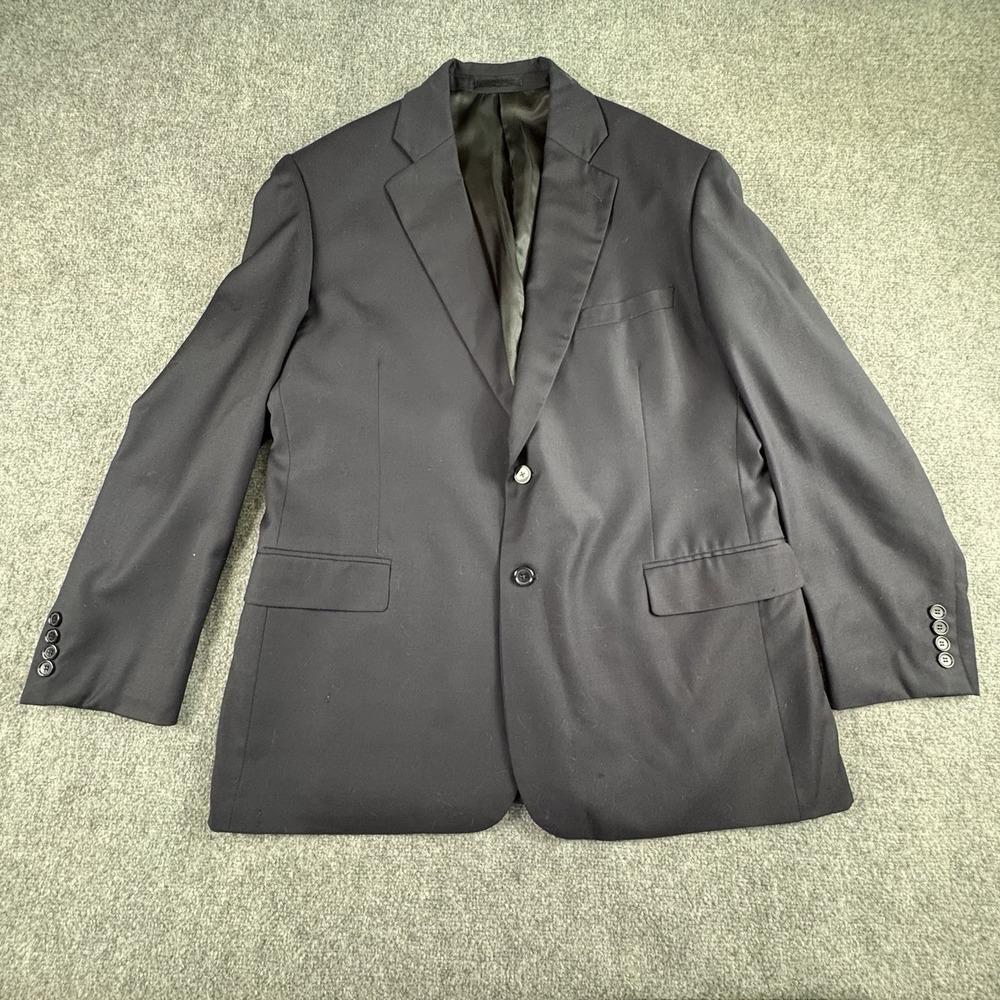 Vintage Y2K Sport Coat Mens 43R Navy Wool Career Business Formal Classic Office